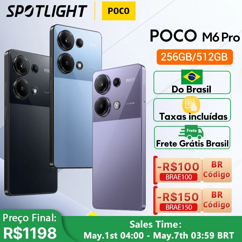 Smartphone Poco M6 Pro Verso Global Helio G99 Cmera Tripla Ultra Amoled